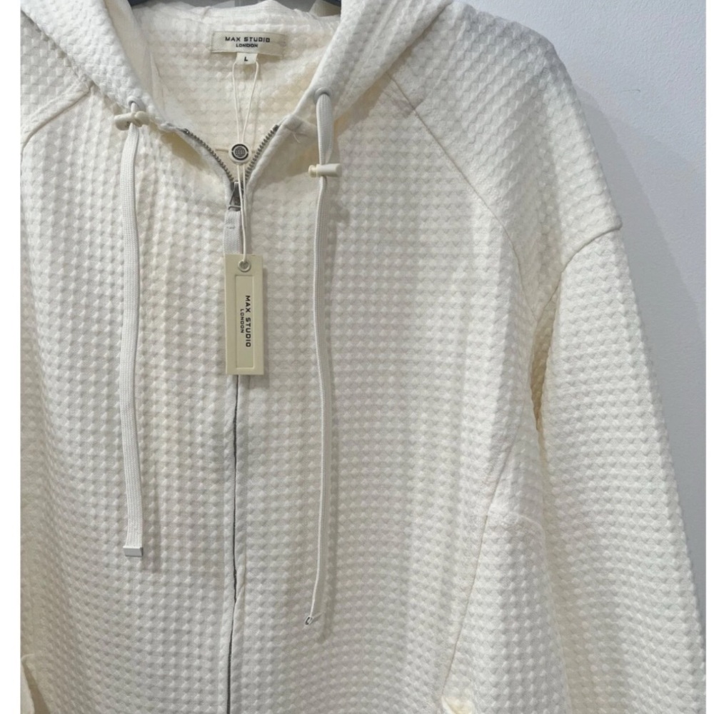Max Studio Cream Textured Hoodie Size L